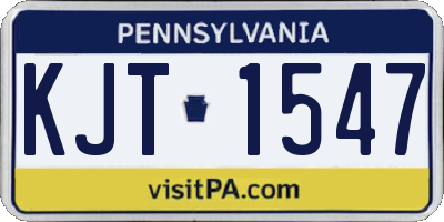 PA license plate KJT1547