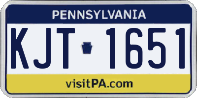 PA license plate KJT1651
