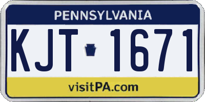 PA license plate KJT1671