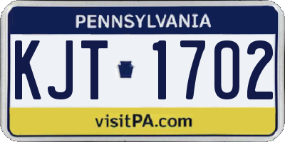 PA license plate KJT1702