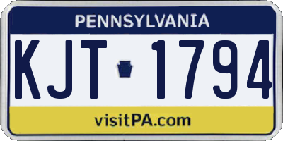 PA license plate KJT1794