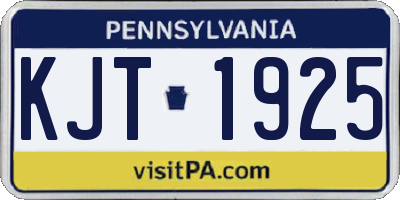 PA license plate KJT1925