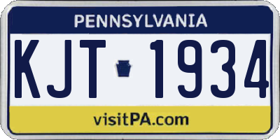 PA license plate KJT1934