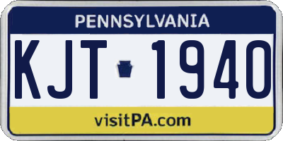 PA license plate KJT1940