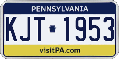 PA license plate KJT1953