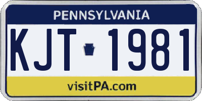 PA license plate KJT1981