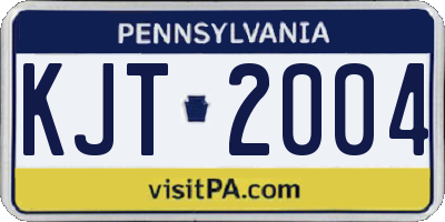 PA license plate KJT2004