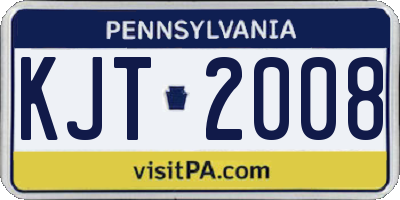 PA license plate KJT2008