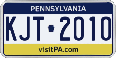 PA license plate KJT2010