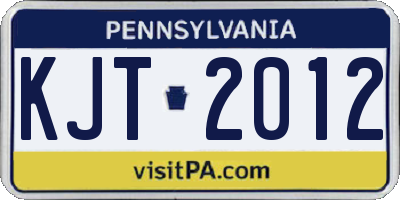PA license plate KJT2012