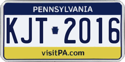 PA license plate KJT2016