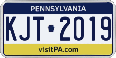 PA license plate KJT2019