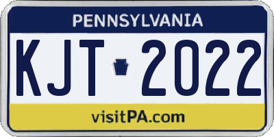 PA license plate KJT2022