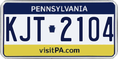 PA license plate KJT2104