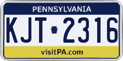 PA license plate KJT2316