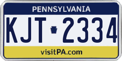 PA license plate KJT2334