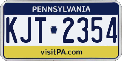 PA license plate KJT2354