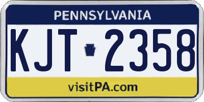 PA license plate KJT2358