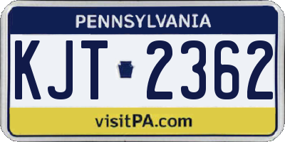 PA license plate KJT2362