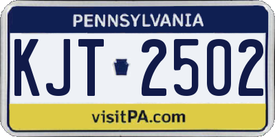 PA license plate KJT2502