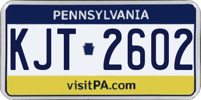 PA license plate KJT2602