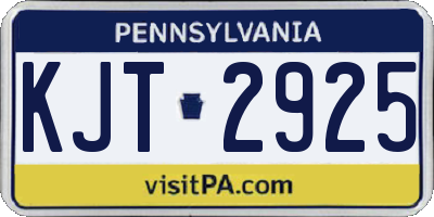 PA license plate KJT2925