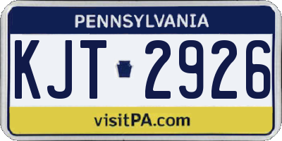 PA license plate KJT2926