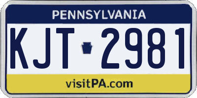 PA license plate KJT2981