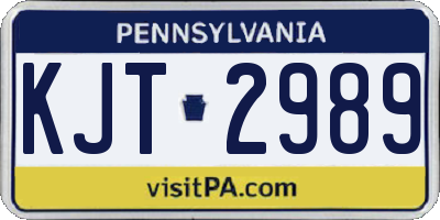 PA license plate KJT2989