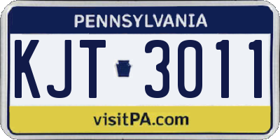 PA license plate KJT3011