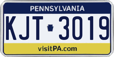 PA license plate KJT3019