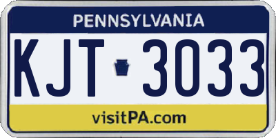 PA license plate KJT3033