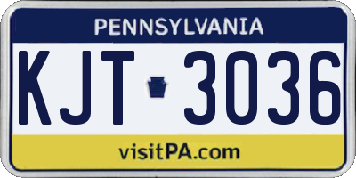 PA license plate KJT3036