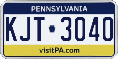 PA license plate KJT3040