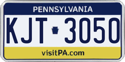 PA license plate KJT3050