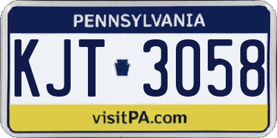 PA license plate KJT3058