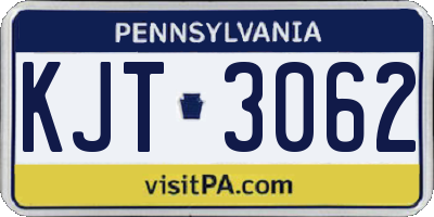 PA license plate KJT3062