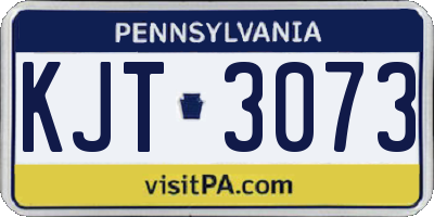 PA license plate KJT3073