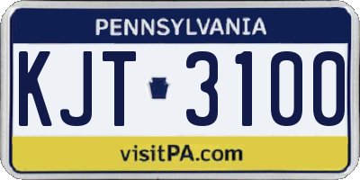 PA license plate KJT3100