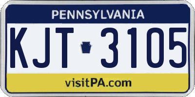 PA license plate KJT3105