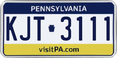 PA license plate KJT3111