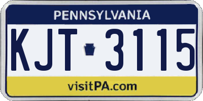 PA license plate KJT3115