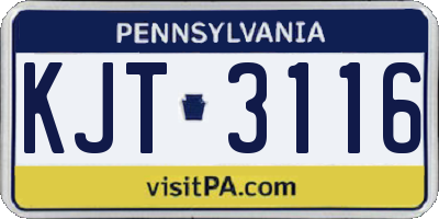 PA license plate KJT3116