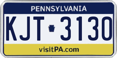 PA license plate KJT3130