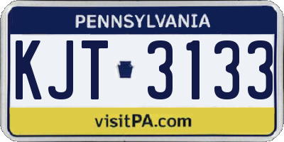 PA license plate KJT3133