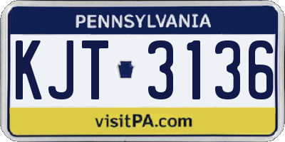 PA license plate KJT3136