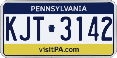 PA license plate KJT3142