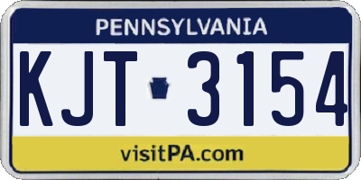 PA license plate KJT3154