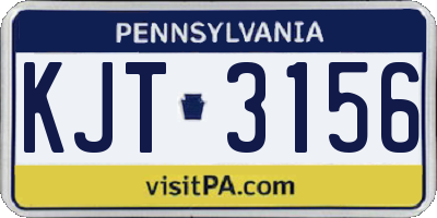 PA license plate KJT3156