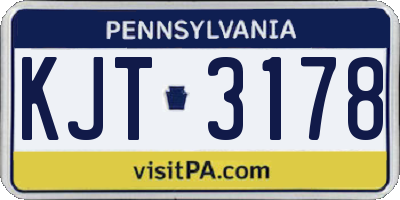PA license plate KJT3178